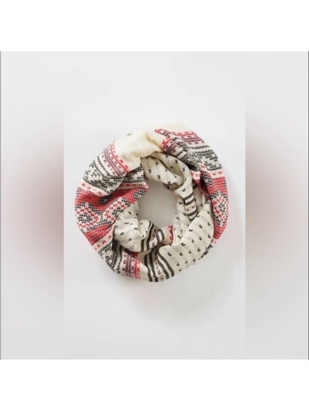 J. Jill Cream, Pink and Gray Patterned Infinity Scarf